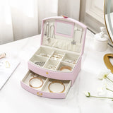 Casegrace Arc-shaped Jewelry Box Girl Leather Portable Storage