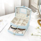 Casegrace Arc-shaped Jewelry Box Girl Leather Portable Storage