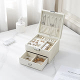 Casegrace Large Jewelry Box Drawer Storage Leather Double Layer