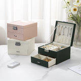 Casegrace Large Jewelry Box Drawer Storage Leather Double Layer