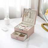 Casegrace Large Jewelry Box Drawer Storage Leather Double Layer
