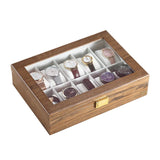 Wooden Watch Storage Case 10-Slot with Key: Display Organizer Box Casket
