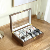 Wooden Watch Storage Case 10-Slot with Key: Display Organizer Box Casket