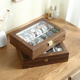 Wooden Watch Storage Case 10-Slot with Key: Display Organizer Box Casket