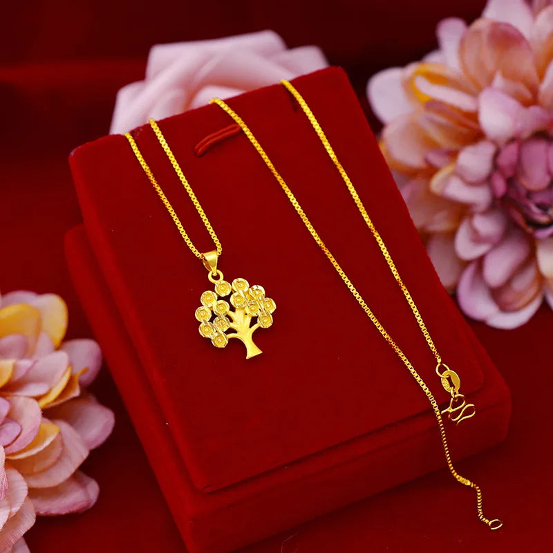 18K Yellow Shope Pendant Necklace Women Jewelry Design Christmas