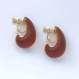 Cashew Nut Resin Earrings Copper Clip On