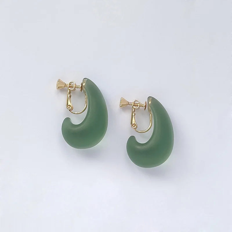 Cashew Nut Resin Earrings Copper Clip On
