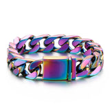 Colorful Cuban Chain Bracelet Stainless Steel 7.6''