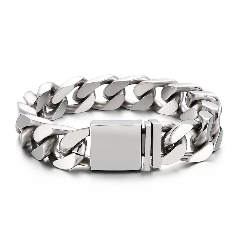 Colorful Cuban Chain Bracelet Stainless Steel 7.6''
