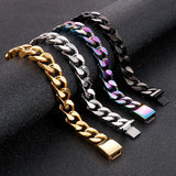 Colorful Cuban Chain Bracelet Stainless Steel 7.6''