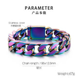 Colorful Cuban Chain Bracelet Stainless Steel 7.6''