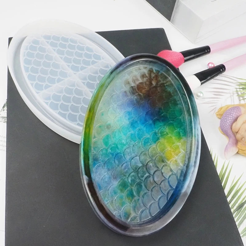 Fish Scale Tray Epoxy Resin Mold Plate Dish Silicone Mould DIY Crafts