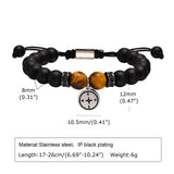 Men's Beaded Chain Bracelet with Compass Charm