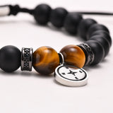 Men's Beaded Chain Bracelet with Compass Charm