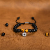 Men's Beaded Chain Bracelet with Compass Charm