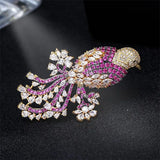 Bird Brooch Pin Gold-Plated Cubic Zirconia Animal Brooch