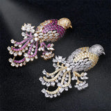 Bird Brooch Pin Gold-Plated Cubic Zirconia Animal Brooch