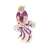 Bird Brooch Pin Gold-Plated Cubic Zirconia Animal Brooch
