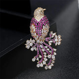 Bird Brooch Pin Gold-Plated Cubic Zirconia Animal Brooch