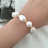 Chic Acrylic Pearl Golden Disc Strand Bracelet for Women