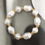 Chic Acrylic Pearl Golden Disc Strand Bracelet for Women