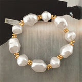 Chic Acrylic Pearl Golden Disc Strand Bracelet for Women