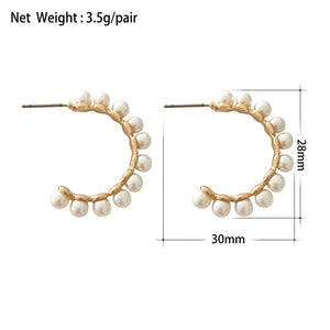 Casual Plating Pearl Half Circle Stud Earrings Women