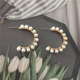 Casual Plating Pearl Half Circle Stud Earrings Women