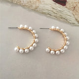 Casual Plating Pearl Half Circle Stud Earrings Women