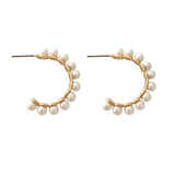 Casual Plating Pearl Half Circle Stud Earrings Women