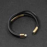Harajuku Style Stainless Steel Hip-hop Leather Bracelet