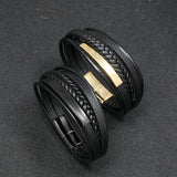 Harajuku Style Stainless Steel Hip-hop Leather Bracelet