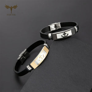 Casual Men's Anchor Leather Bracelet Pirate Bangle Punk Jewelry