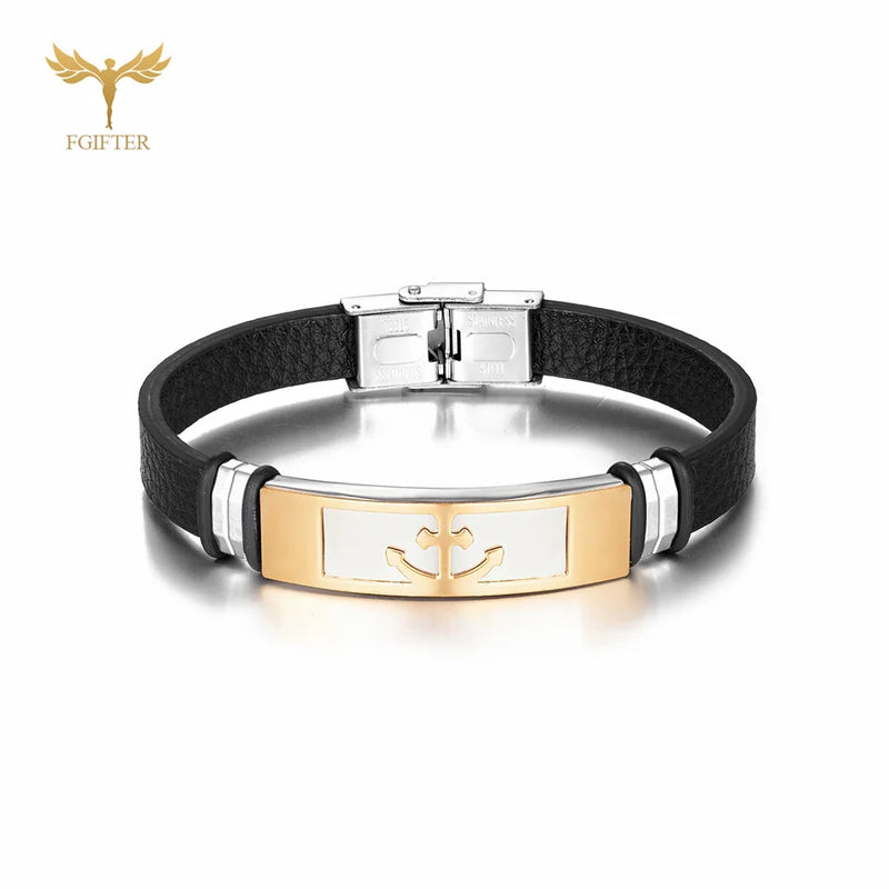 Casual Men's Anchor Leather Bracelet Pirate Bangle Punk Jewelry