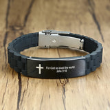 Cross Jesus Scripture Quote Christian Silicone Bracelet