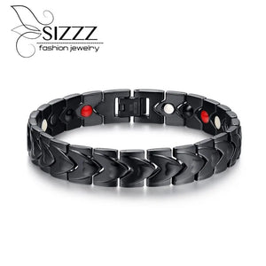 Casual Stainless Steel Magnetic Health Chain Men Charm Bracelet Bangle