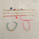Summer Marble Bead Tassel Stone 5 ROW BRACELET