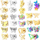 Butterfly Earrings 12 Pairs Pack Stainless Steel Stud Set