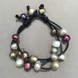 Casual Baroque Pearl Bracelet Leather 10MM