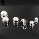 2 PCS Stainless Steel Wedding Pearl Ear Plugs Body Piercing Jewelry