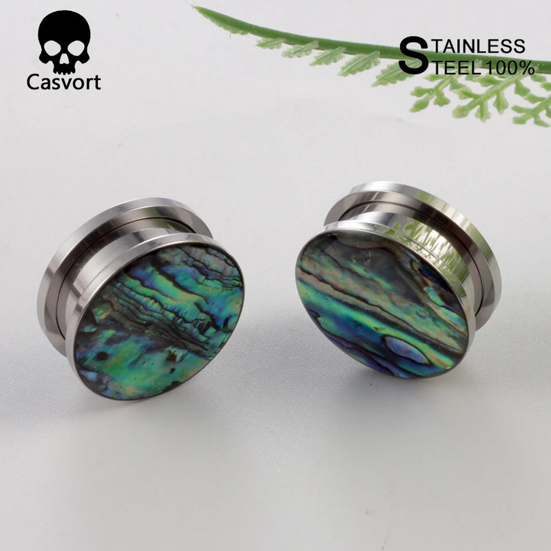 2 PCS Rainbow Conch Ear Tunnels Plugs Expander Body Piercing Jewelry Earrings
