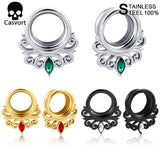 Stainless Steel Ear Gauges Flower Ear Tunnels Ear Plugs 6-25mm
