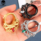 Stainless Steel Ear Gauges Flower Ear Tunnels Ear Plugs 6-25mm