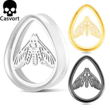2PCS Stainless Steel Death Moth Teardrop Ear Gauges
