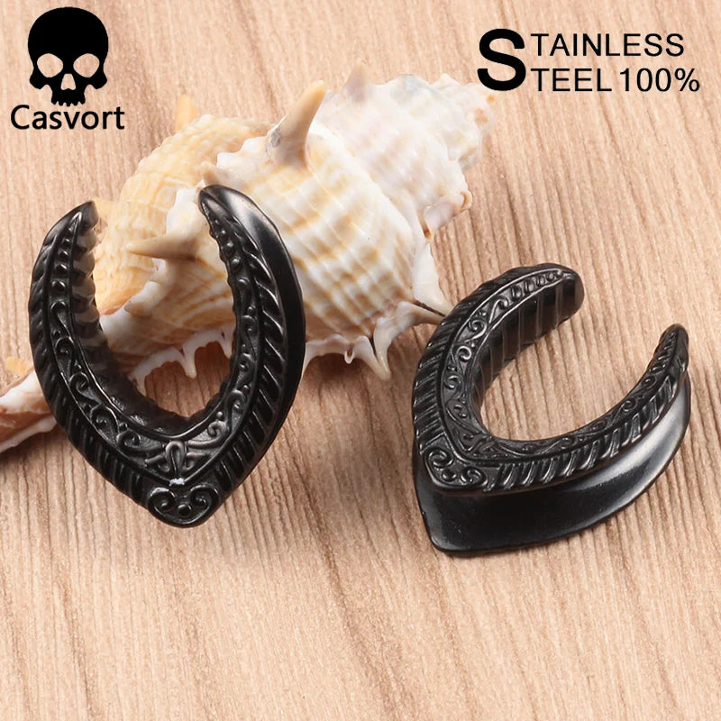 2 PCS Vintage Saddle Ear Gauges Plugs Body Jewelry