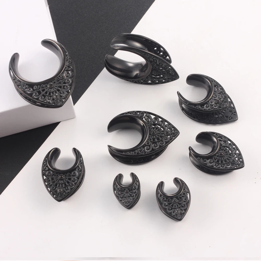 2 PCS Vintage Saddle Ear Gauges Plugs Body Jewelry