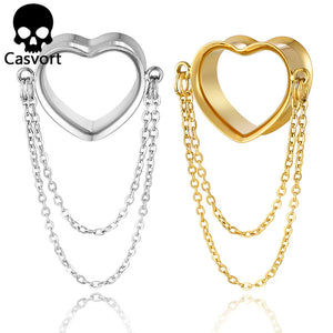 316 Stainless Steel Ear Gauges Tunnels Chain Plugs Piercing Gauges Body Jewelry