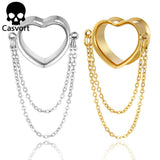 316 Stainless Steel Ear Gauges Tunnels Chain Plugs Piercing Gauges Body Jewelry