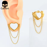 316 Stainless Steel Ear Gauges Tunnels Chain Plugs Piercing Gauges Body Jewelry