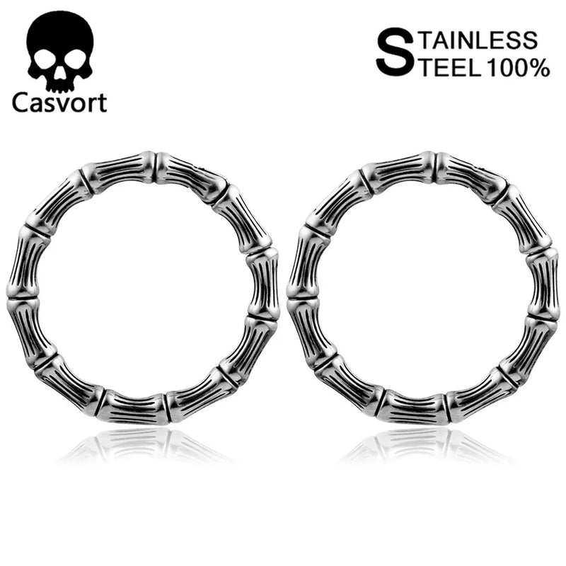 2PCS 6mm Bamboo Ear Hangers 316 Stainless Steel Gauges